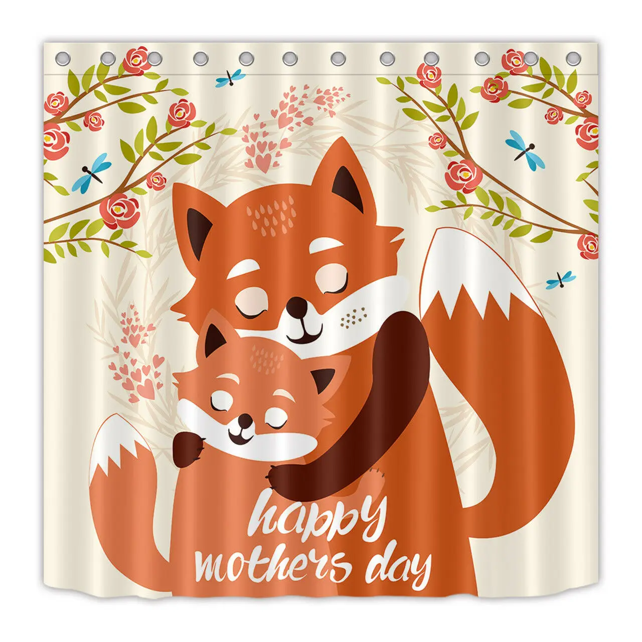Лиса Счастливого Дня матери водонепроницаемый тканевый занавес для ванной