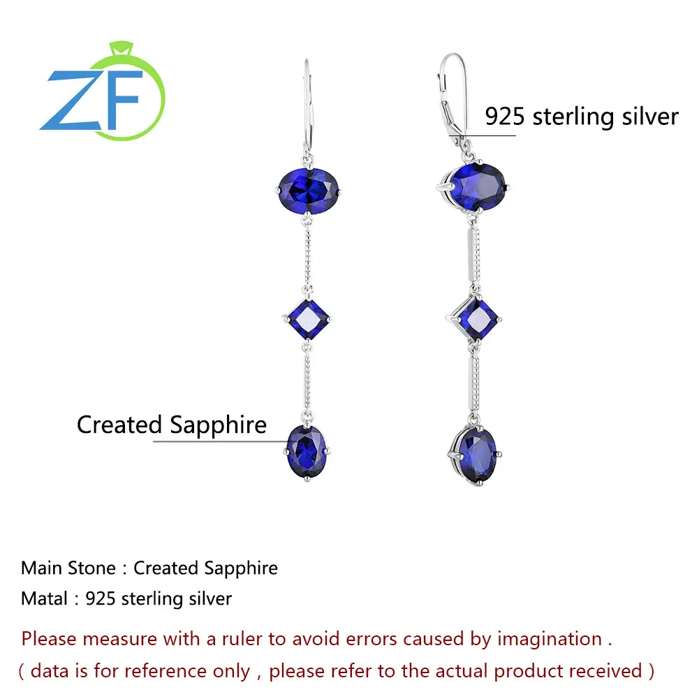 

GZ ZONGFA New Fashion Jewelry Blue gemstone Drop Shape 925 sterling silver Wedding Jewelry Women Earrings Fine Jewelry