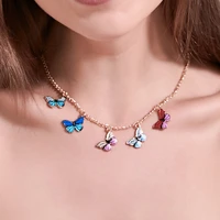 butterfly necklace for women colorful dream pendant short choker 2020 trend new kpop clavicle chain fashion jewelry wholesale