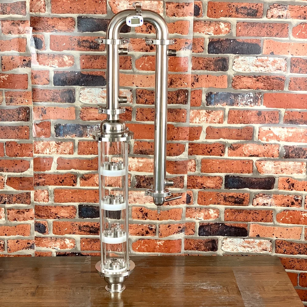 Стеклянная колонна для дистилляции. Барботажные тарелки из нержавеющей стали 4