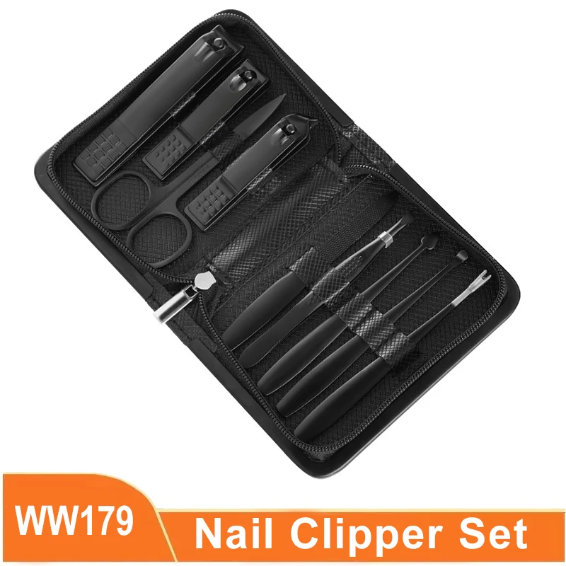 

9Pcs Professional Nail Clippers Manicure Set High Quality Stainless Steel Nail Cutter Scissor Cuticle Nipper Nail Tools Set