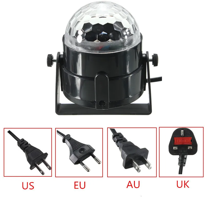 Мини RGB светодиодный хрустальный магический вращающийся шар светильник s звуковая активация диско светильник музыка рождество KTV вечерние EU/US/UK/AU 100-240V