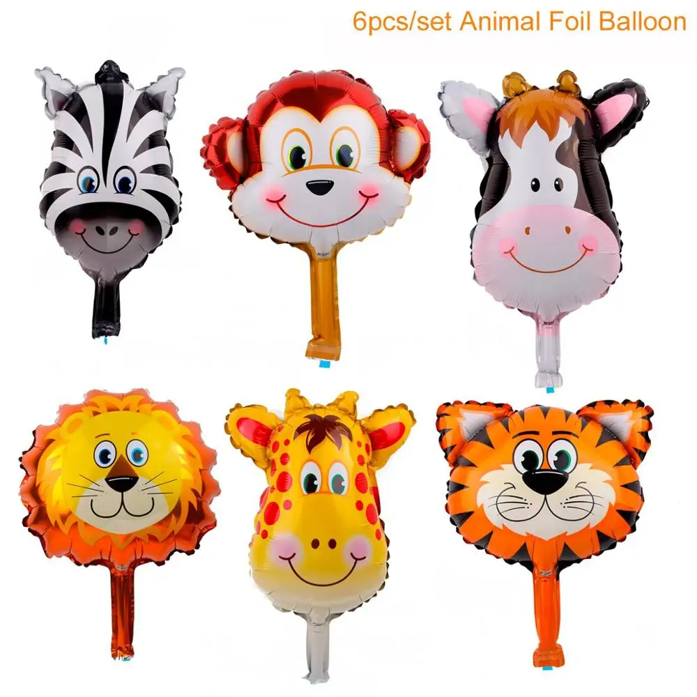 Foil balloon 6pcs Вечерние шары Staraise Jungle для сафари и животных, вечерние шары с пальмовыми листьями, вечерние шары в джунглях для сафари на день рождения - Цвет: Foil balloon 6pcs