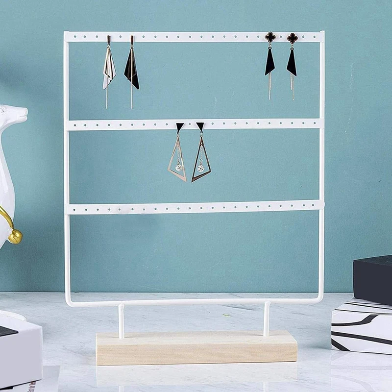 

4Pcs Earrings Jewelry Holder Pendant Earring Holder 66-Hole Storage Rack Counter Display Jewelry Display Shoot Props