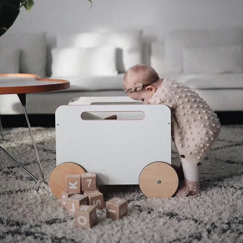 INS/стильные детские ходунки с 4 колесами отделанной тесьмы Луна Тип коляска