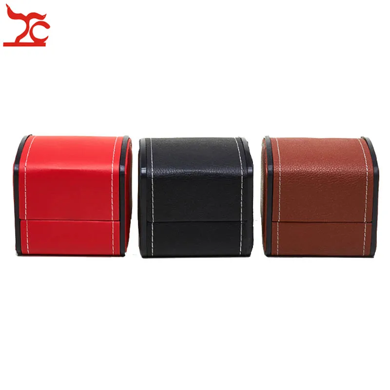 

Luxury Leather Wristwatch Relogio Box With Pillow Package Case Arched Mechanical Watch Bracelet Storage Travel Stand Holder Box