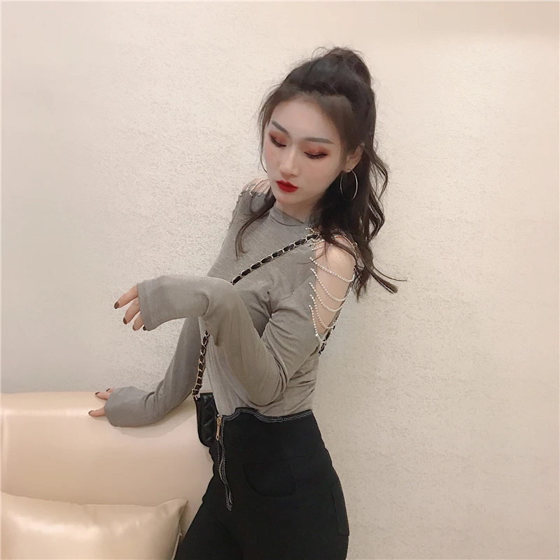 

Fashion New Long Sleeve Shirt Women Clothes Vintage Hollow Out Chic Korean Autumn Hipster Bodycon Aesthetic Tops O-Neck Tees