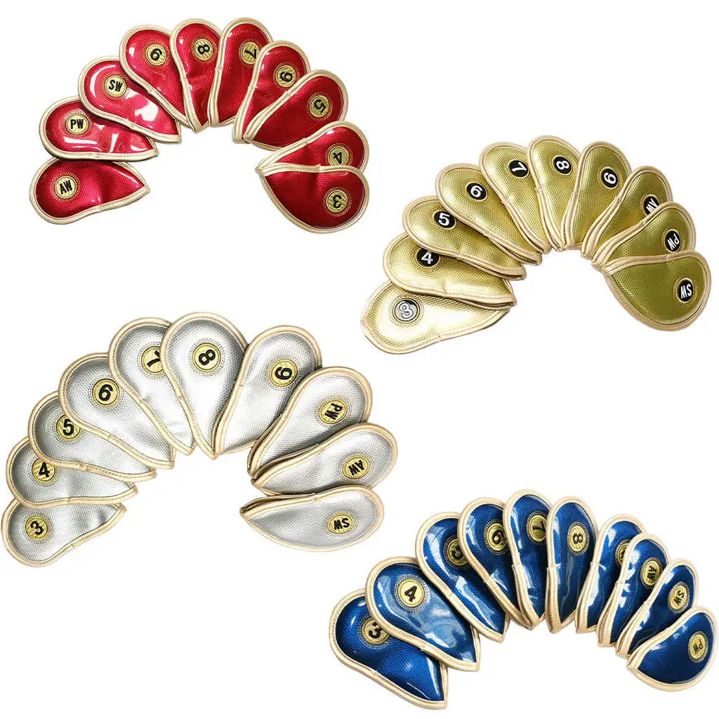 

Portable Golf Iron Head Covers Protector Universal Case Waterproof Mirror Surface PU Leather Golf Iron Covers for All Brands