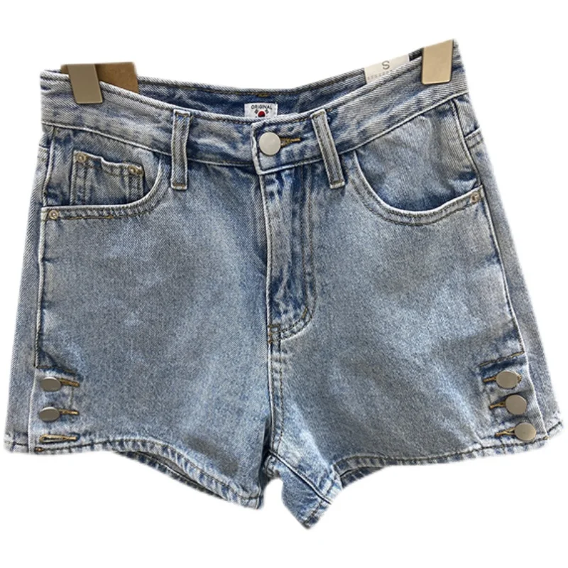 

2021 New Summer Woman Jeans Short Wide-leg High Waist A-line Denim Style Zipper Pocket Streetwear Female Shorts Womens Clothing