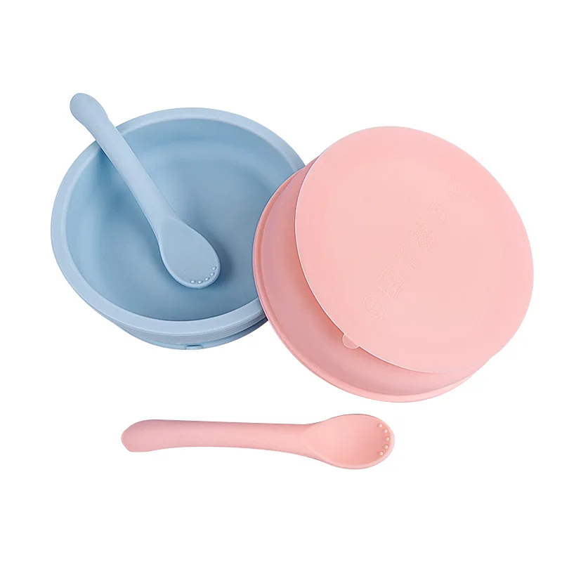 

New Silicone Baby Feeding Bowl Tableware Waterproof Spoon Non-Slip Crockery BPA Free Silicone Dishes for Baby Bowl Baby Plate