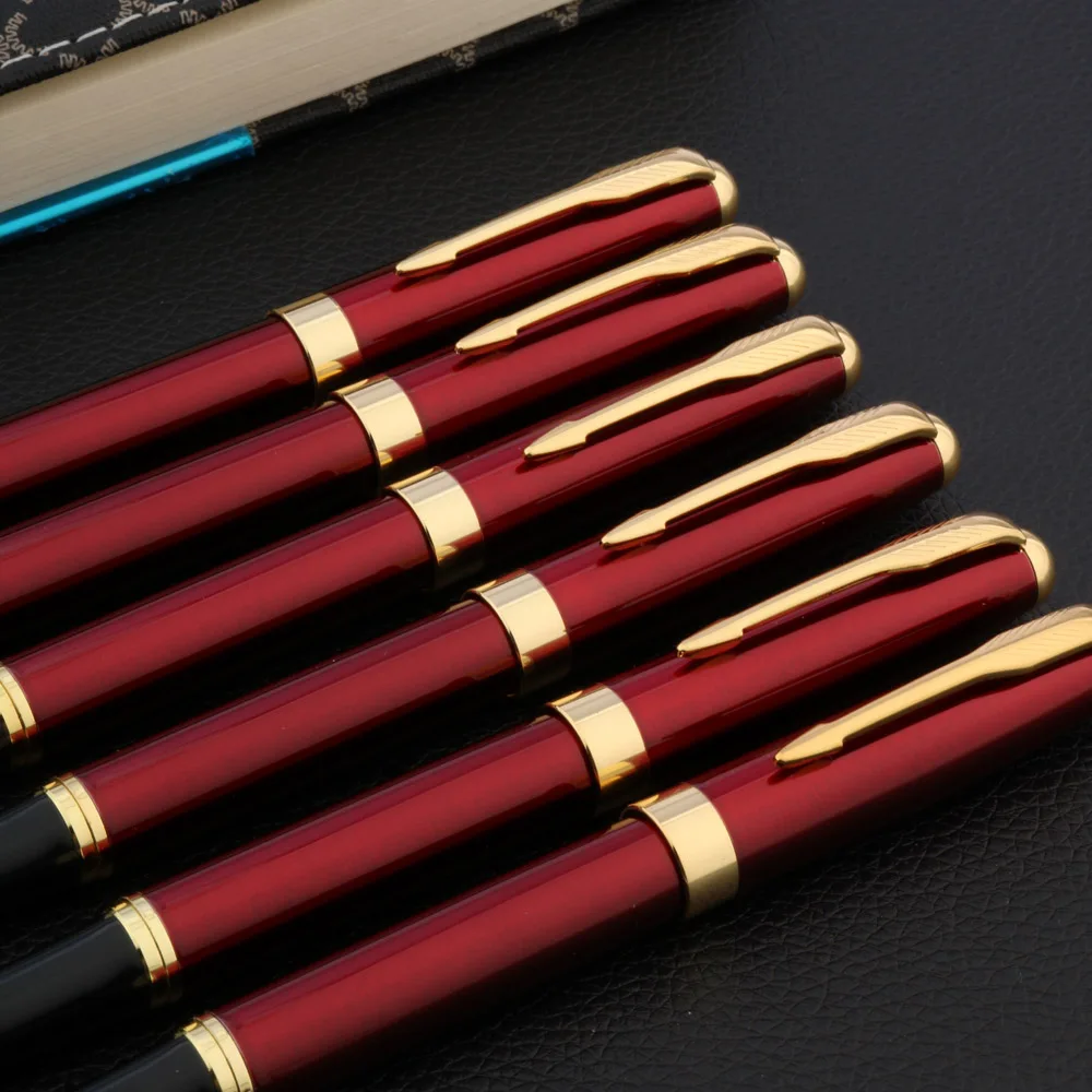 Ручка перьевая классическая красная/Золотая 338 Утконос параллельная в