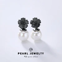 s925 sterling silver plum blossom natural baroque pearl earrings retro personalized womens earrings