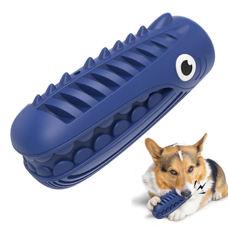 

Whale head Rubber Dog Chew Toys Toothbrush Teeth Cleaning sound toy Toothbrushes Brushing Stick Pet Supplies Puppy Popular Toys