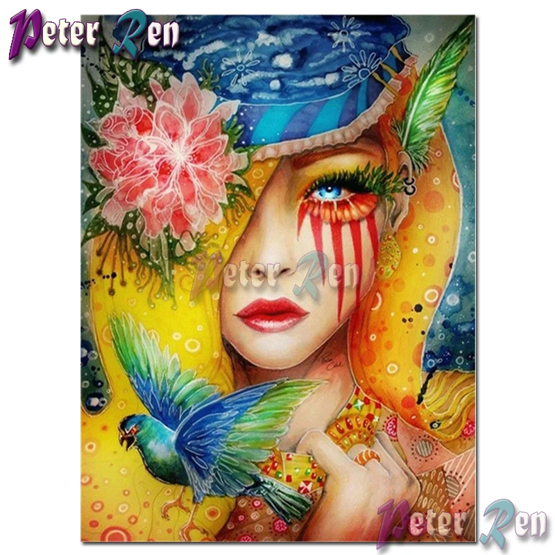 

5d Painted Bird Girl Diamond Painting Embroidery DIY Square or round Mosaic Cross stitch Rhinestone Artist home decoration