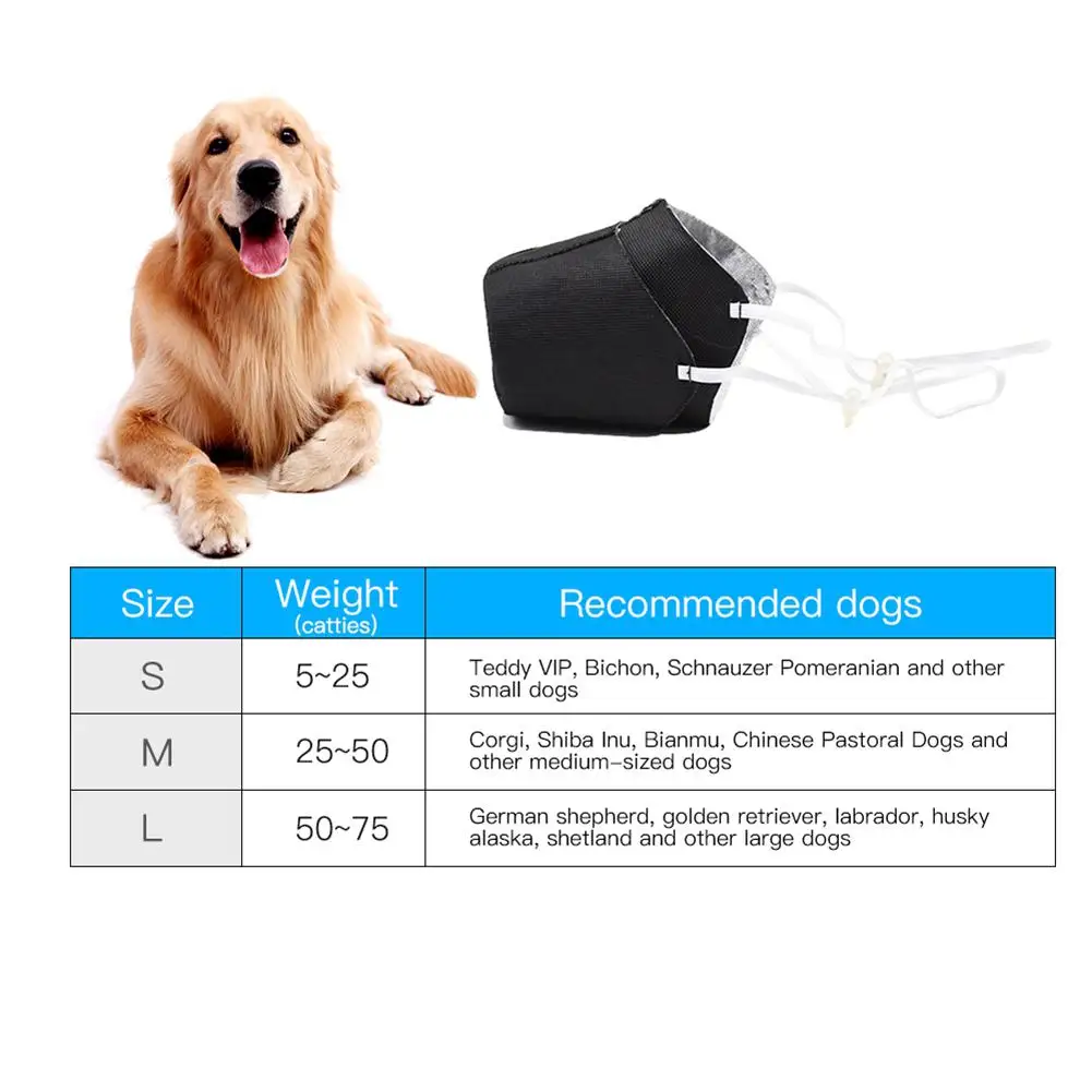 

PM2.5 Filter Pet Dog Mouth Mask Outdoor Dust-proof Anti-Air pollution Pet Face Cover Anti-fog Haze Masks For Dogs