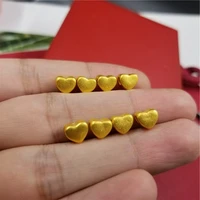 1pcs pure 999 24k yellow gold bead diy bracelet ring necklace lucky 3d heart pendant within 0 2g