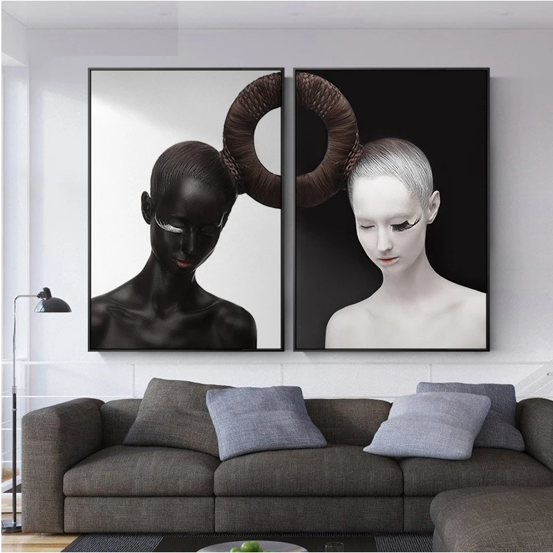 

Modern Minimalist Characters Abstract Girl Wall Art Canvas Paintings Female Wall Pictures For Living Room Home Decor Unframed