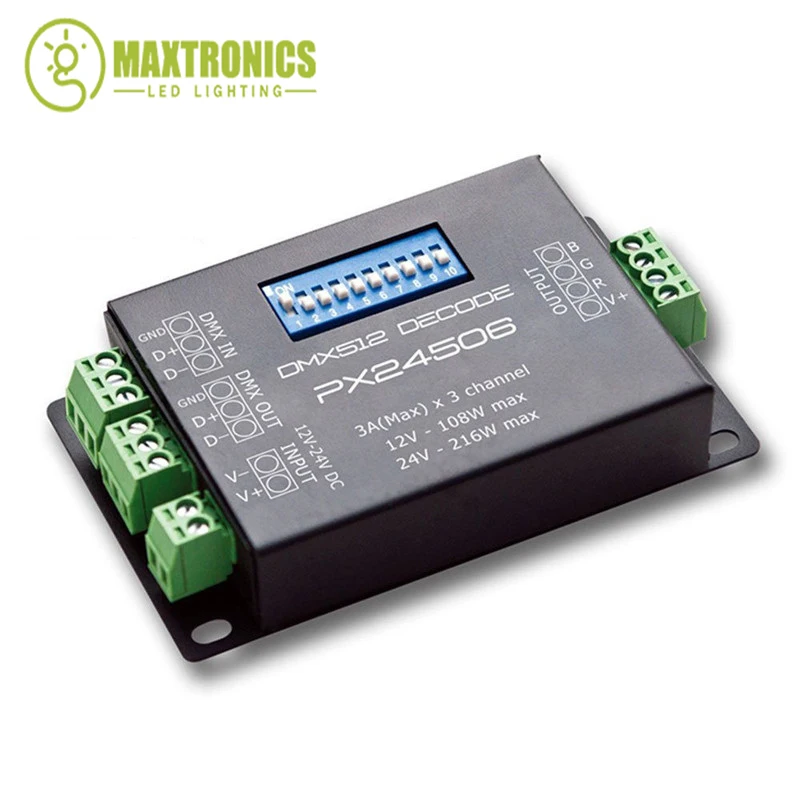 Оптовая цена PX24506 DMX драйвер декодера 3X3A 512 RGB светодиодный контроллер 12 В ~ 24