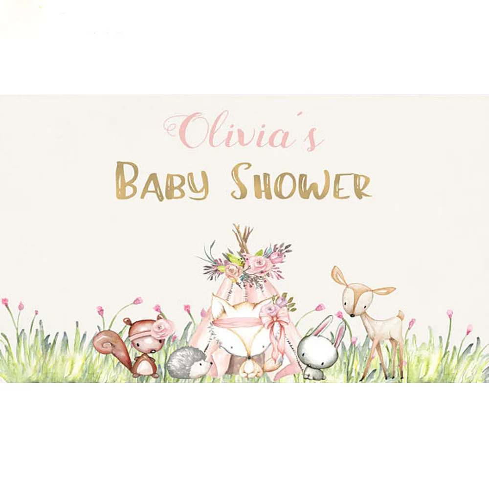 

custom forest animals birthday party baby shower photo background photography backdrops quality vinyl