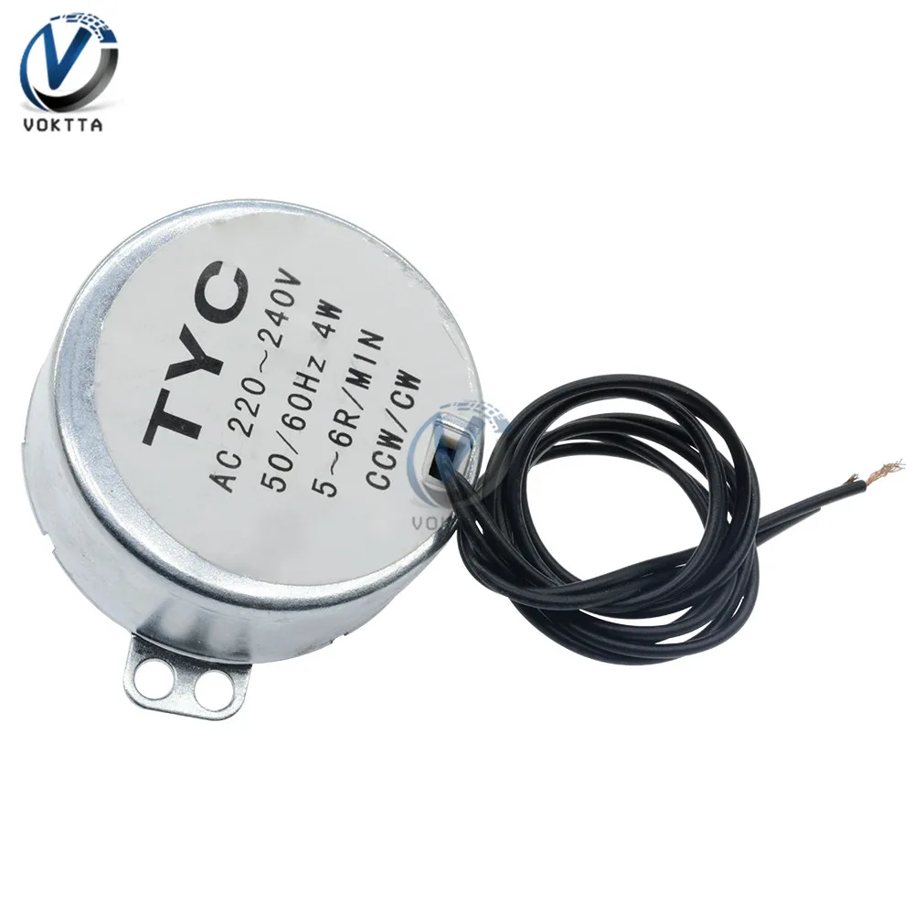 TYC-50 синхронный двигатель переменного тока 12V AC 220V синхронный двигатель с постоянным магнитом 5/6 об/мин вращение по часовой стрелке и против микроволновый поворотный стол