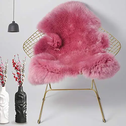 Red Pink HUAHOO чехол для сиденья из натуральной овчины ковер из натуральной овчины одеяло белый натуральный мех(1 P/2ft x 3ft - Цвет: Red Pink