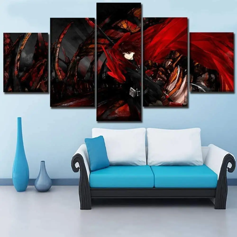 

5 Piece Wall Art Canvas Painting Anime Manga Figure Pictures Sickle Girl Posters And Prints Home Living Room Decoration Salon