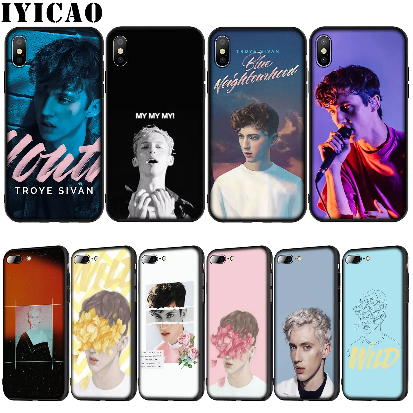 IYICAO Сиван Мягкий силиконовый чехол для iPhone 12 мини XR X XS 11 Pro Max 10 6 6S 7 8 plus 5S SE