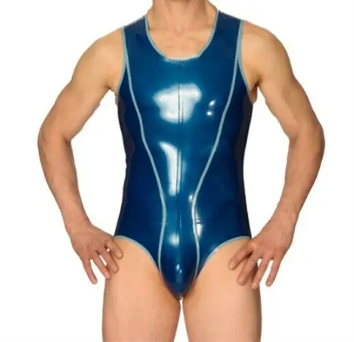 Латексный Облегающий комбинезон резиновый купальный костюм цельный S-XXL-показать