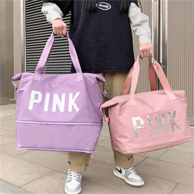 2021 New Travel bag PINK Fitness Training Backpack high capacity Sports Women's bag Dry Wet Separation Shoes Bags