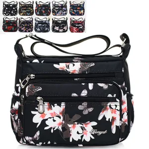 Женская нейлоновая сумка через плечо, водонепроницаемая дизайнерская сумка в стиле ретро, с принтом цветов и бабочек, 2019