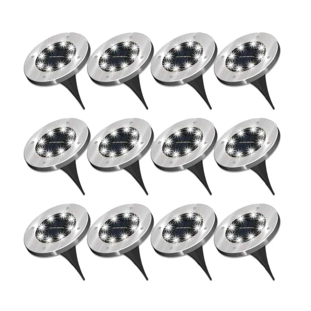 

12 PCS Path Lights 8 LED Solar Ground Lights Garden Lights Outdoor Waterproof Buried Light Path Way Garden Decking Underground