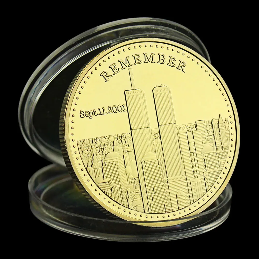 

September 11 Attacks Always Remember Collectible Gold Plated Souvenir Coin American Heroes Basso-relievo Commemorative Coin