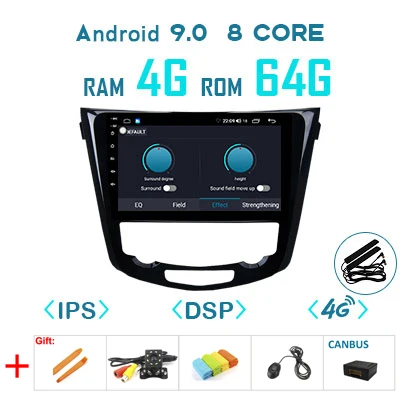 9.0 4G 64 DSP-A 1280P ips Android 9,0 Carplay 64G Автомобильный gps радио для Nissan X-Trail 3 T32 2013- Qashqai J10 J11 мультимедиа без DVD плеера - Цвет: 9.0 4G 64 DSP-A