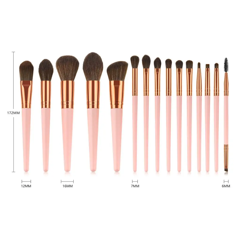 

15pcs Wooden Handle Makeup brushes blusher liquid foundation loose powder eye shadow sponge cosmetics soft professional ey
