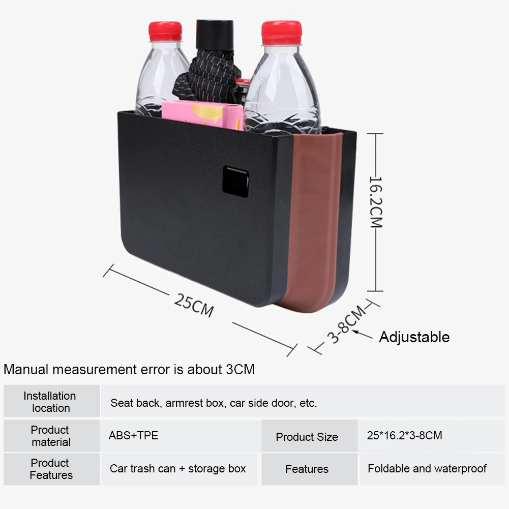 

Car Trash Can Upgraded Seatback Organizer Expandable Waterproof Hanging Back Seat Trash Bin Storage Bag Headrest Intallation