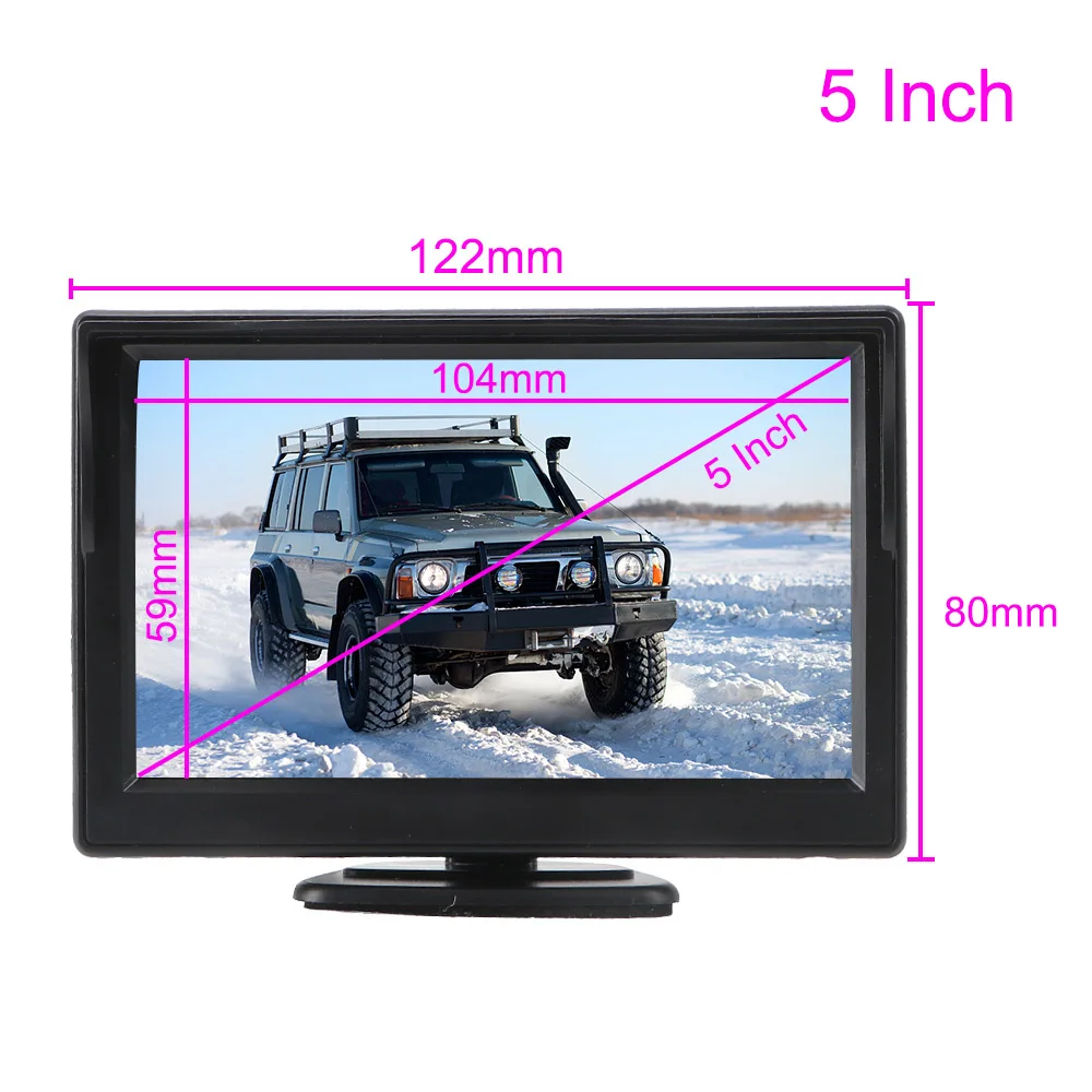 

LEEPEE 5 Inch Rubber Cup + Bracket Rear View Monitor Infrared Car Reversing Rearview Backup Camera Car Parking Assistance