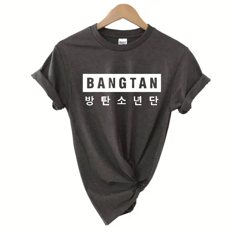 В стиле группы Bangtan Boys 방letter Letter Письмо печати Харадзюку Kpop корейский стиль Женская футболка мода короткий рукав хлопок женские летние топы