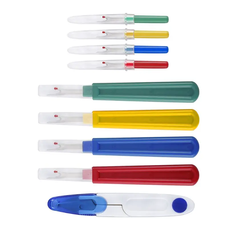 

9pcs Seam Ripper Stitch Unpicker Sewing Plastic Handle Thread Cutter DIY Set