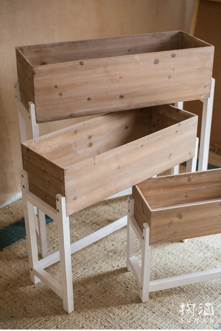 

Wooden Flower Trough Flower Stand Flower Partition Flower Flower Pot Design Space Storage Retro Art