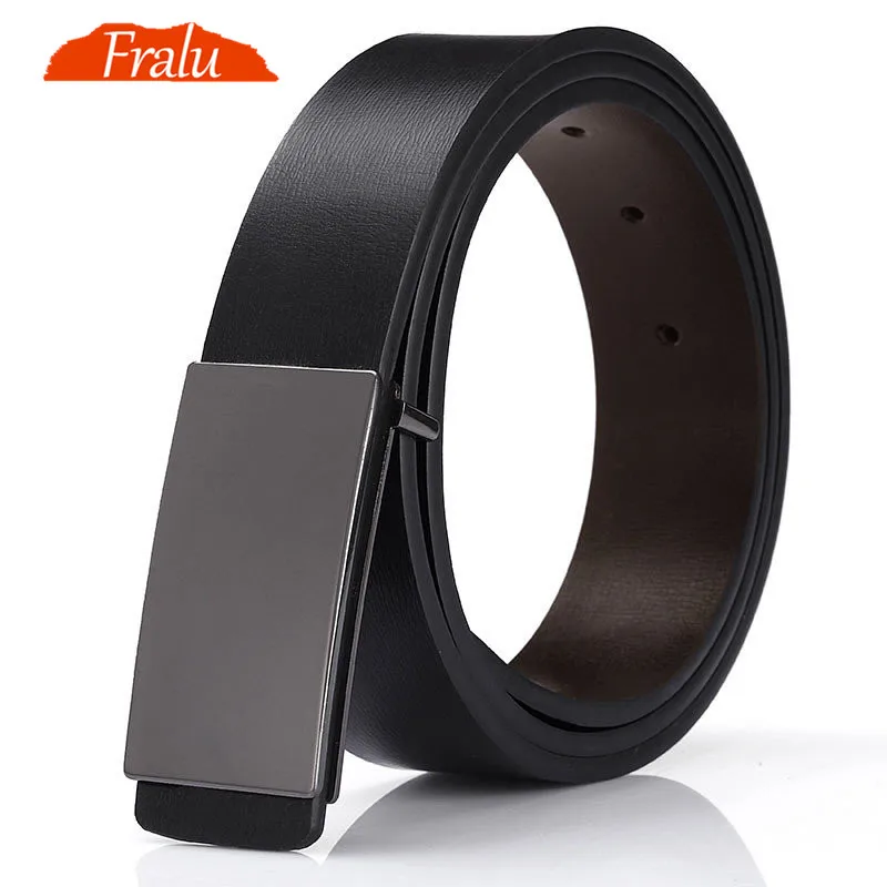 FRALU New 100% cowhide genuine leather belts for men Strap male Smooth buckle vintage jeans cowboy Casual designer brand belt