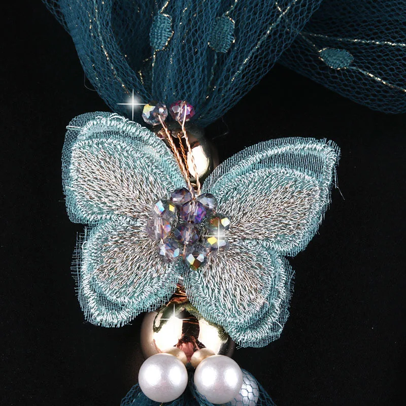 

Unique temperament net yarn butterfly long necklace ethnic style pearl sweater chain luxury style mother's day gift female