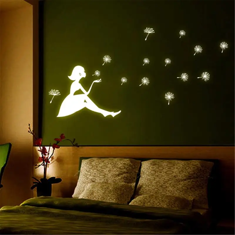 Для девочек принт в виде одуванчиков флуоресцентные светящиеся наклейки на