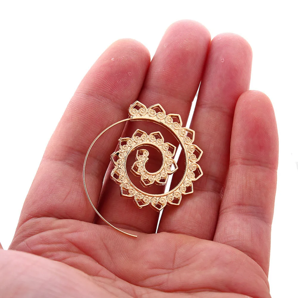 Богемные этнические индивидуальные круглые Спиральные серьги в стиле панк с