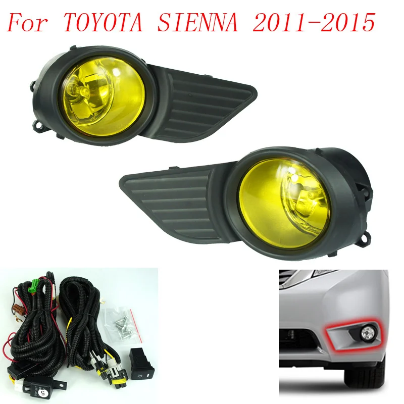 

Автомобильные противотуманные фары для TOYOTA SIENNA 2011, 2012, 2013, 2014, 2015, противотумансветильник с прозрачными желтыми линзами, противотуманные фар...