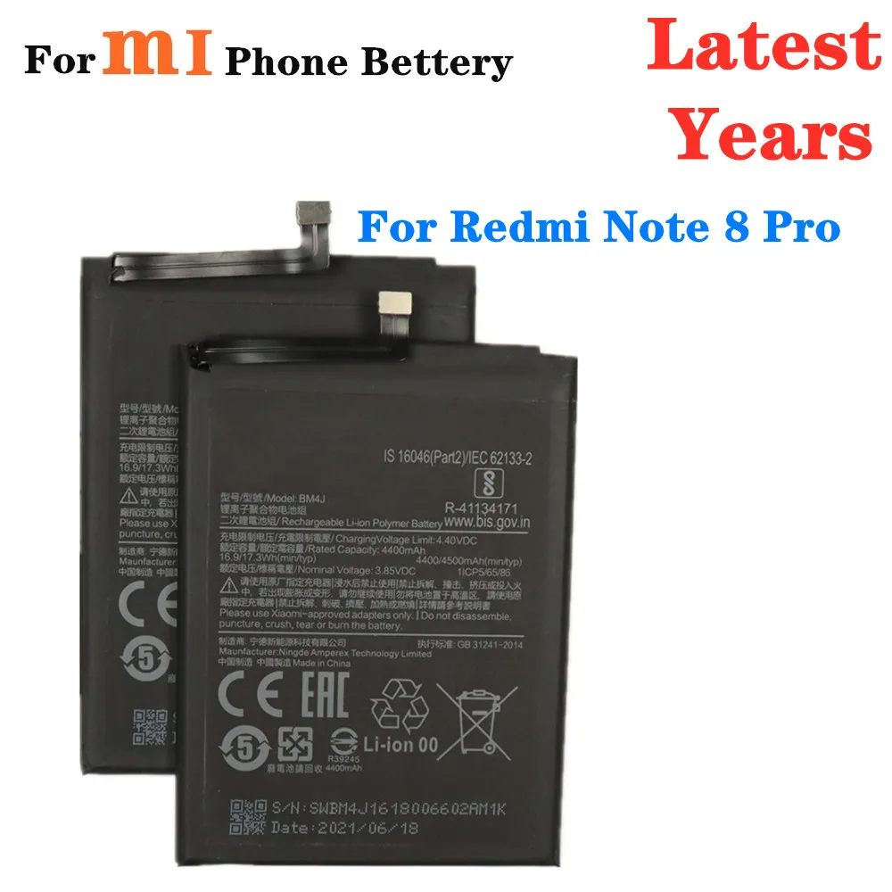 

Высококачественный аккумулятор BM4J для Xiaomi Redmi Note 8 Pro Note8 Pro, 4500 мАч, большая емкость, оригинальная запасная батарея для телефона