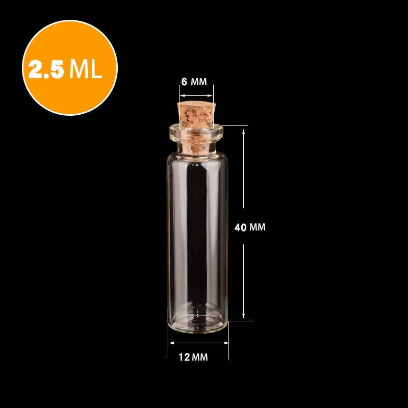

1Pcs 1ml/2ml Christmas Wish Bottles Small Empty Clear Cork Glass Bottles Vials For DIY Holiday Wedding home Decoration Gifts