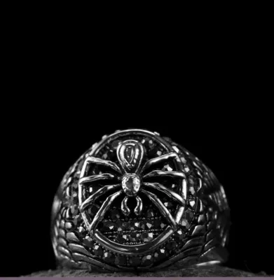 Винтажное кольцо в виде паутины из нержавеющей стали с изображением