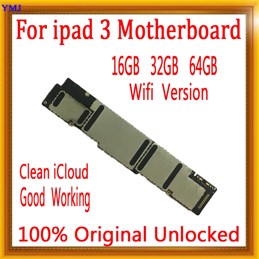 Бесплатный iCloud для ipad 3 материнская плата, оригинальная разблокированная для ipad 3 материнская плата с полным чипом, Wifi версия 16 Гб/32 ГБ/64 ГБ
