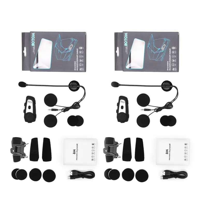 Пара BOBLOV водонепроницаемый мотоциклетный шлем Bluetooth гарнитура Интерком M6 BT Moto