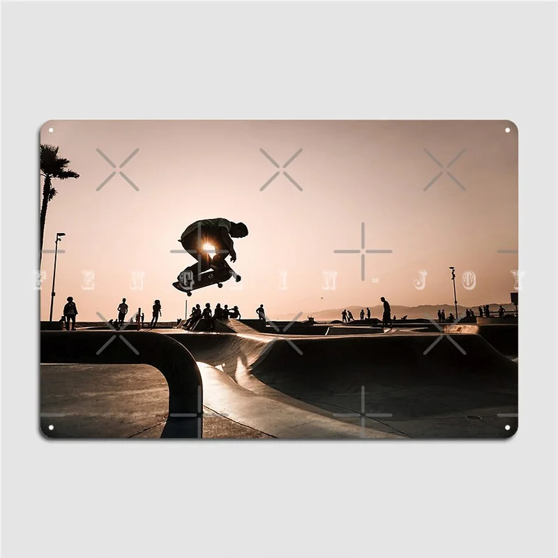 Horizontal Skateboarding Print Venice Skatepark Photography 